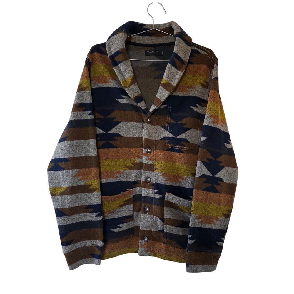 Junk Food Clothing Los Angeles Aztec Southwestern Cardigan Mens Size L Brown